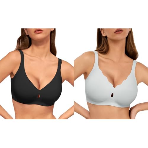 Wave Push Up Wireless Bra Seamless Bras Black S & Full Coverage Comfortable Everyday Bra Sky Blue S