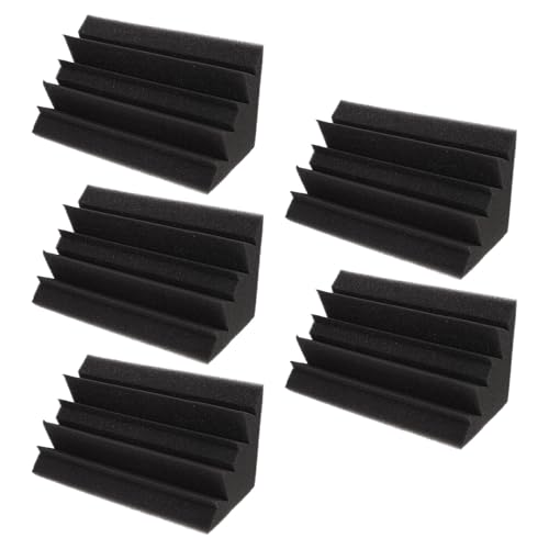 POPETPOP Cuñas Insonorizadas Antiflama 12x12x24 Cm Negras 5 Piezas para Estudio Acústico, Panel Absorbente de Sonido y Trampa de Graves para Salas de Grabación y Cine en Casa