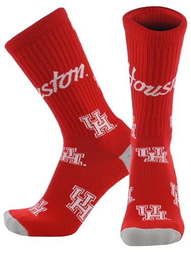 TCK Houston Cougars Mayhem Crew Socks (Scarlet/Grey, Large)