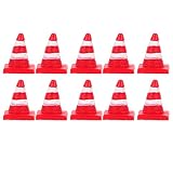 ibasenice 10Pcs Mini Cônes de Circulation Mini Panneaux de Stationnement Routier Jouet de Barrage Routier pour Les Enfants de Construction de La Fête de La Fête des Faveurs Rouges