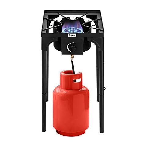 Outdoor Stove High Pressure Propane Burner Portable Gas Cooker Height Adjustable Legs Detachable Camping Cooking Stove w/Adjustable Regulator & Stand Cover