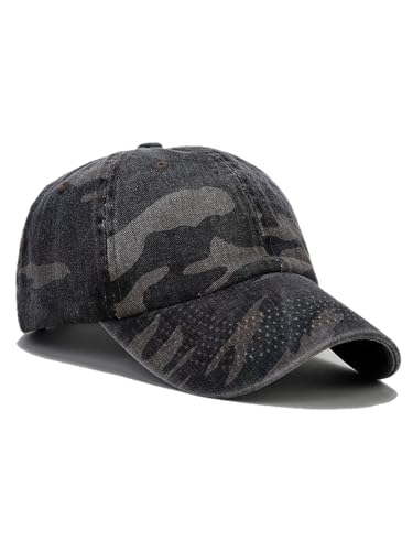 Nanwansu Camo Hat for Men Women, Adjustable Army Military Camouflage Baseball Cap Black