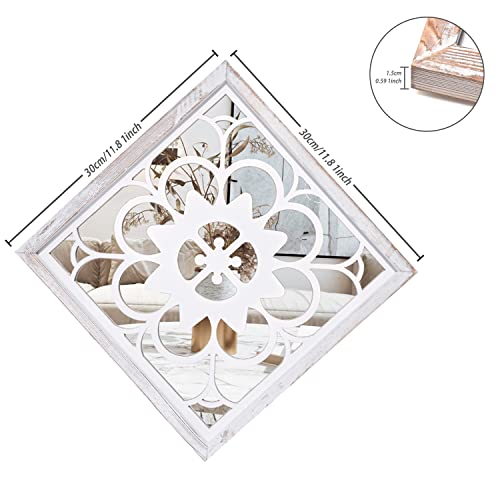 Rustic Decorative Wall Mirror Farmhouse Decor 2Pcs Wall Mounted Large Mirrors Bathroom Wall Decor For Living Room Kitchen Bedroom Entryway Laundry Home Dining Room Hallway Decorations Clearance #TOP1