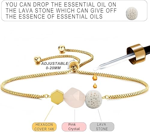 Jardme Essential Oil Diffuser Bracelets, 14K Gold Link Bracelets for Women, Birthday Gifts for Women Mom3