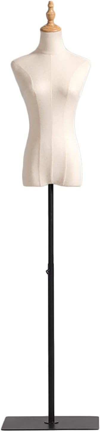 Female Mannequin Torso Body, Adjustable Height Manikin Clothing Store Display Stand with Solid Wood Arm, Tailors Dummy Dress Form for Shop Window