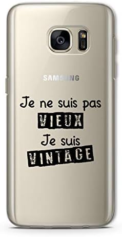 ZOKKO Case for Samsung S7 Edge Je ne suis Pas Vieux Je suis Vintage Transparent Soft Black Ink