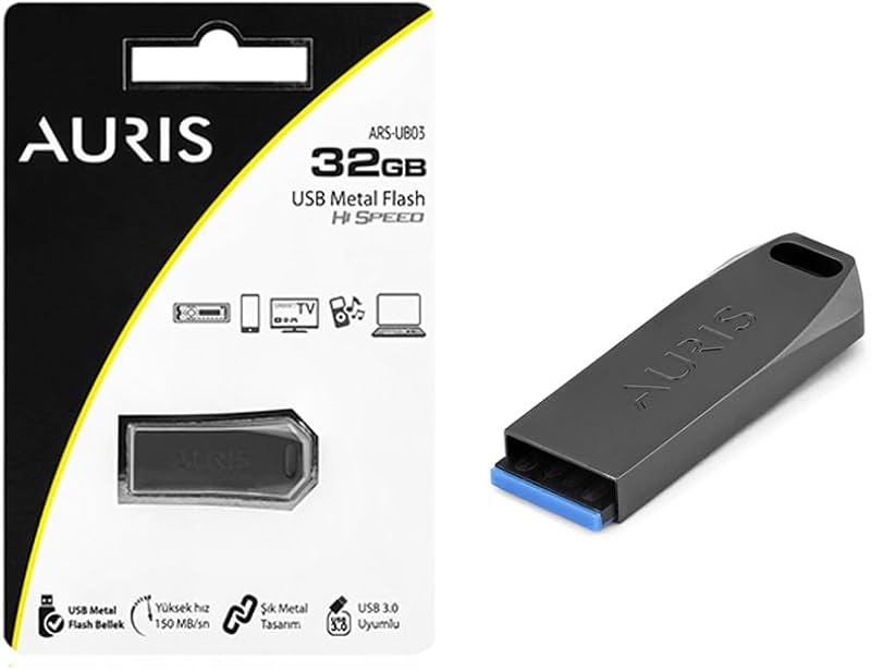 USB 3,0 Metal Flash Bellek Siyah Harici Depolama Alanı Bellek Depolama Sürücüsü Flash Disk (32, GB)
