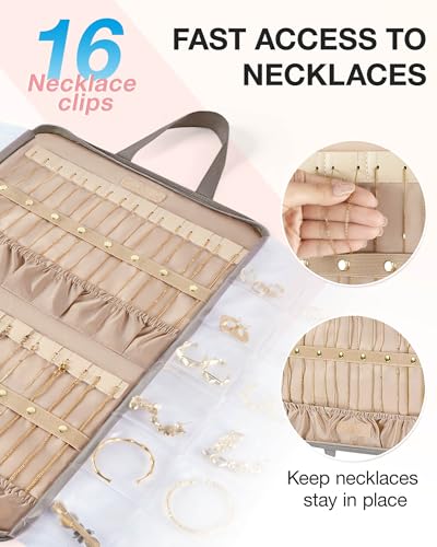Bolsa de joyas plegable y transparente que evita enredos de collares 3