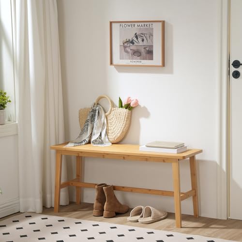HOOBRO 100 cm Bamboo Dining Bench, Farmhouse Wood Bench, Kitchen & Living Room Furniture, Easy to Assemble, Sturdy and Stable, Natural YL03CD01G2 by HOOBRO - Image 4