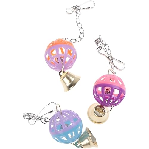 1 Stück Kletter-Spielzeug für Wellensittiche & Nymphensittiche – Vogelschaukel mit Glocke und Kugel aus Naturholz – Kau-Spielset für Papageien und Ziervögel (Zufällige Farbe)