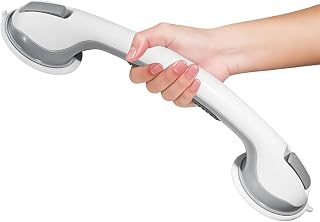 HANNEA® Grab Bar for Bathroom 16 Inch Bathroom Handle for Senior Citizen Elderly Support Rail with Reliable Suction Cup Non Slip Grip Wall Mounted Shower Safety Handle Compatible with Various Surfaces