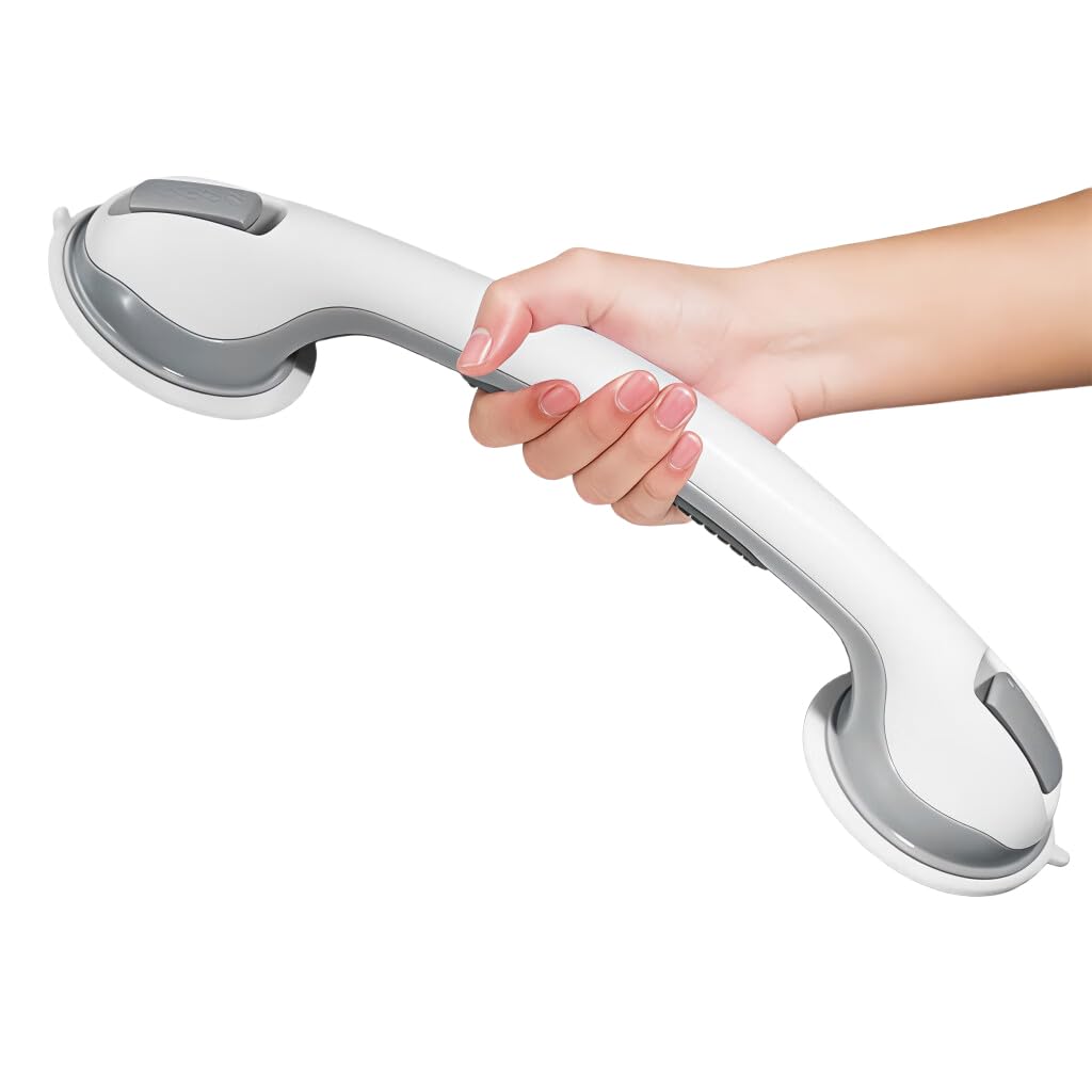 HANNEA® Grab Bar for Bathroom 16 Inch Bathroom Handle for Senior Citizen Elderly Support Rail with Reliable Suction Cup Non Slip Grip Wall Mounted Shower Safety Handle Compatible with Various Surfaces-image-32