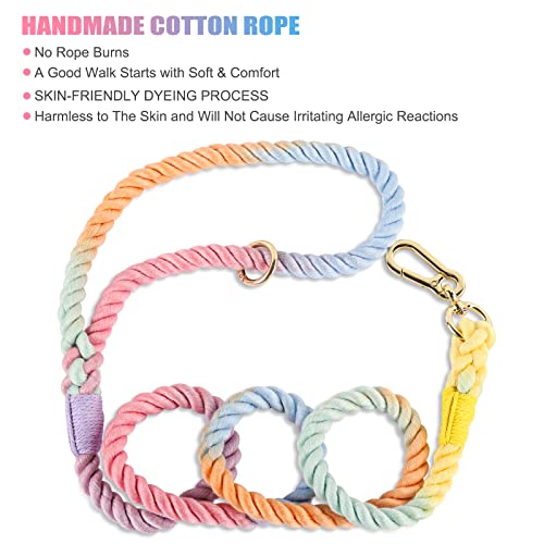 Nugutic 5 Ft Dog Leash Handmade Braided Cotton Rope Dog Leash For Small Medium And Large Dogs, Macaron #TOP3