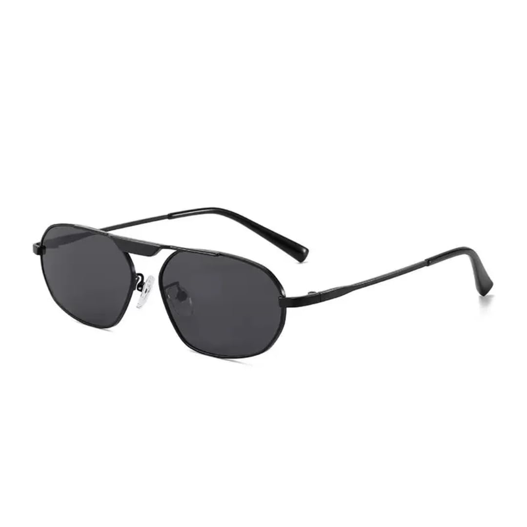 Lunettes de soleil rétro en métal œil de chat monture géométrique robuste - 8