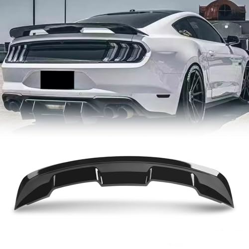 Rear Trunk Spoiler Wing Compatible with 2015-2024 Mustang V6/V8/Shelby/GT/EcoBoost 2-Door Coupe Models, GT500 GT350 Style Car Spoiler Wing for Mustang Decklid Lip Wing Gloss Black