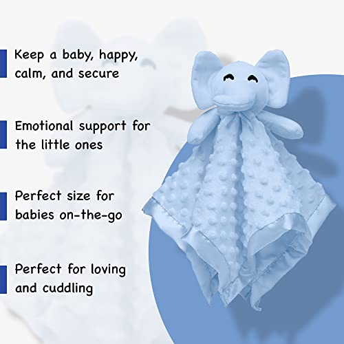 Blue Baby Elephant Security Blanket Baby Stuffed Elephant Toy Lovie Blanket For Infant Boys And Girls Baby Comforting Elephant Blanket For Newborns 16In #TOP3