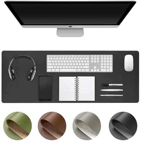 Dizzy Balloon Desk Pad Protector, PU Leather Desk Blotter, Non-Slip Desktop Mat for Keyboard and Mouse, Mousepad Writing Pad for Office Work/Home(Black,31.5" x 11.8") Cover
