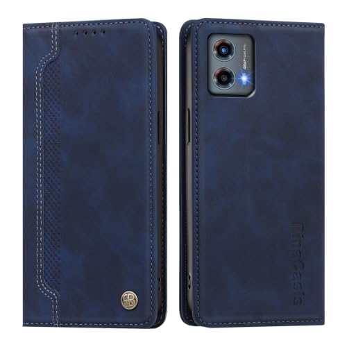 rongki Leather Case for Motorola Moto G (2023), Slim Fit Leather Folio Wallet Case with Magnetic Lock Card Holder Adjustable Kickstand Cover for Motorola Moto G (2023), Darkblue