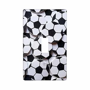 Soccer Ball Figures 1-Gang Toggle Wall Plate Black White Football Shape Light Switch Plug Covers Home Kitchen Bathroom Bedroom Decor