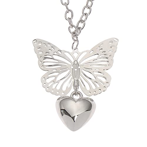 AKOAK Pinza para el cabello con colgante en forma de mariposa y corazón de aleación plateada 1 unidad miniatura 6