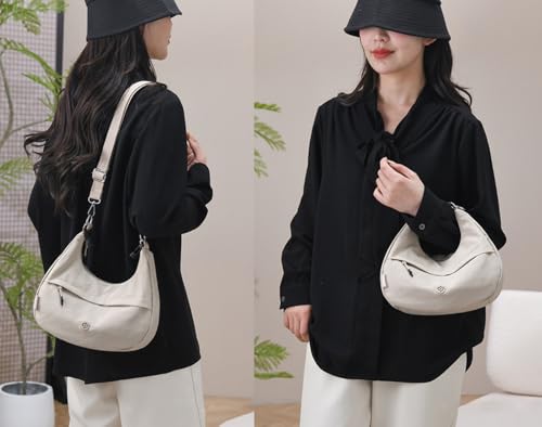 Bolso Hobo Pequeño de Nylon Negro para Mujer miniatura 2