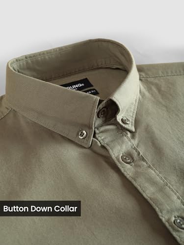 Image of Beyoung Oxford Cotton Shirt for Men | Premium Oxford Fabric | Regular Fit | Button-Down Collar