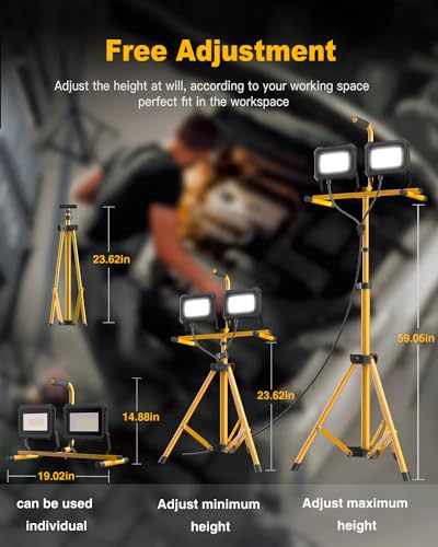 image for JC-LGL LED Work Light with Stand, 10000 Lumen 2 Head Portable Work Lig