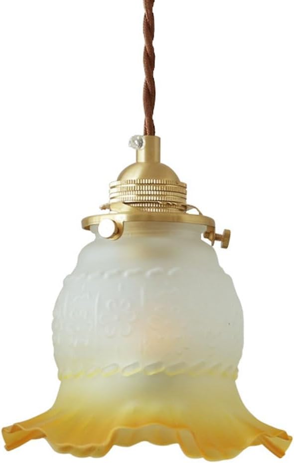 Pendant Lighting for Kitchen Island Single Head Flower Pendant Lamp Gradient Color Glass Chandelier Chinese Style Brass Pendant Light Adjustable Height Pendant Lighting Fixtures for Living Room,
