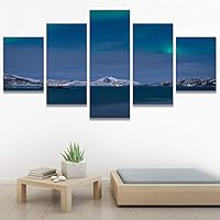 SIGNWIN 5 Panel Canvas Wall Art Astronomy & Space Contemporary Cosmic Dramatic Green Group Photography Realism Ultra for Home Decorations Ready to Hang - 60