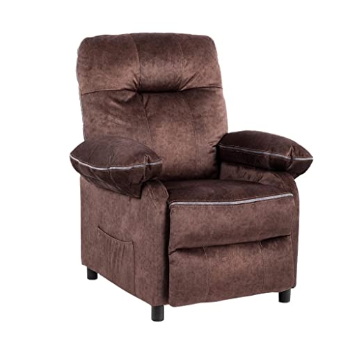 Visentor Massage Recliner Chair, Electric Eecliner, Velvet Living Room Chairs, Lazy Chair Comfy Chair With Heating And Vibration Function, Light Brown #TOP2