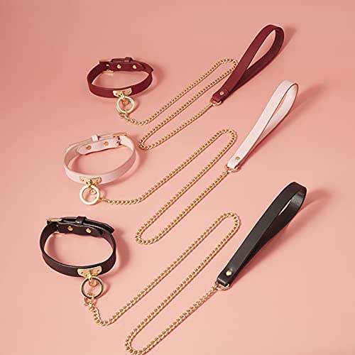 首輪 人間 Sm リード付き Smグッズ 人間用首輪 調整可能 可愛い 金属牽引チェーン付き smコスプレ 拘束具 アダルトグッズ レッド - 画像5