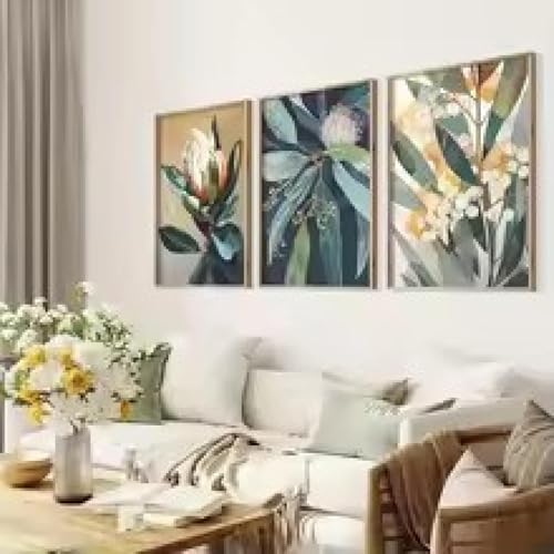 Art décoratif fleurs indigènes : impression d'art moderne chic