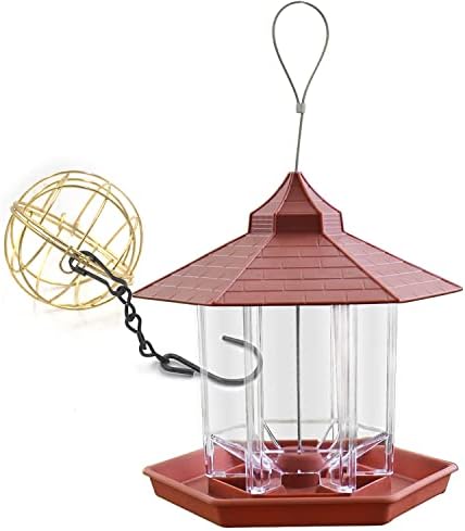 Zeqeey Hanging Bird Feeder, Mix Blends Sunflower Heart Peanuts Nut Seed Birdfeeder, Food Holder for Feeding Outdoor Garden Wildlife Little Birds Attracting Dunnocks Sparrows Robins Small Birds