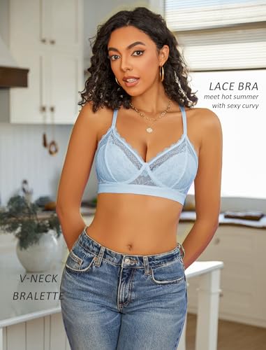Image of Avidlove Bralettes for Women Lace Racerback Bras Wireless Unlined Bralette Comfy Bra Sexy Lingerie Tops