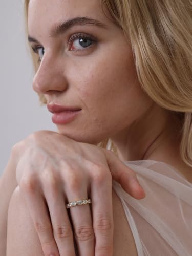 Pearich 14K Gold Rings for Women, Full Bezel Set Eternity Band - 5