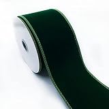 Designer'S Shop Wr 63-5033 Holiday Velvet Wired Edge Ribbon, Hunter Green