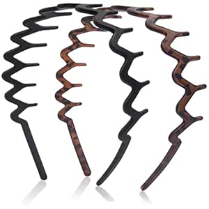 Zigzag Non-Slip Plastic Headbands with Teeth, 2-Pack