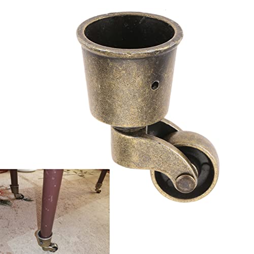 dophee 4Pcs Vintage Bronze Swivel Round Cup Caster, Universal Metal Pulley Wheel Swivel Wheel Caster for Chair Table Sofa Cabinet Furniture Hardware, for 25-30mm/1"-1.18" Wood Legs