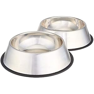 Stainless Steel Pet Bowls with Non Slip Rubber Bottom for Dogs and Cats-Feeder Dish for Food and Water- Set of 2
