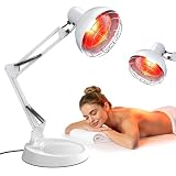 Zrwuldu Lampara Luz Roja Con 10 Niveles Temperatura de Color Ajustables, Lampara de Calor In-frarrojos Con Temporizador (5-60 Minutos), Soporte Orientable En 180° y Altura Regulable