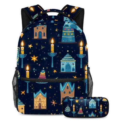 Bougies de Hanoukka peintes à la main ensemble cartable grand sac à dos étudiant trousse scolaire