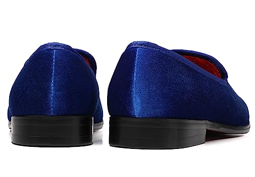 Elanroman Loafers Men Casual Leather Shoes Gold Buckle Plate Penny Slippers Slip On Wedding Party Shoes Blue Us 9 #TOP6