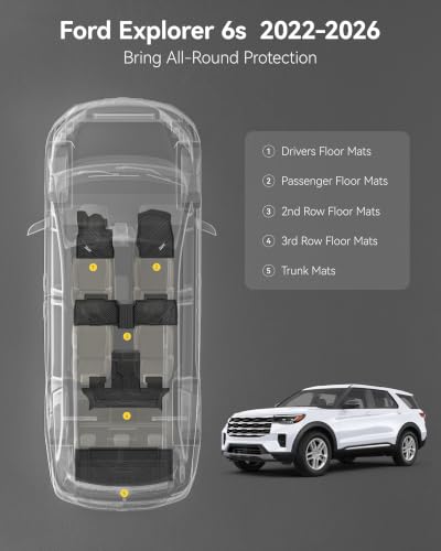 Image of 3W Floor Mats & Cargo Liner for Ford Explorer 2022-2026 6 Passenger