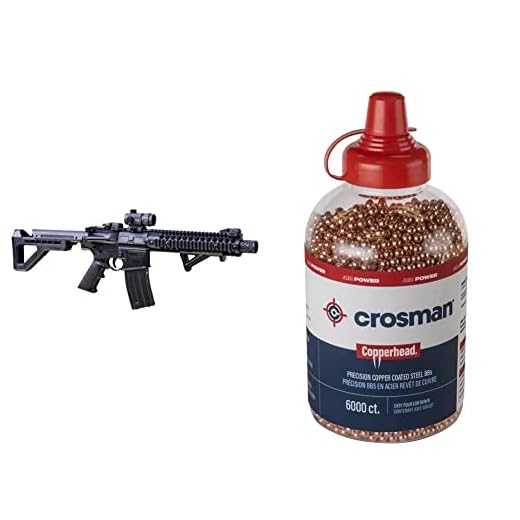 DPMS Full Auto SBR CO2-Powered BB Air Rifle with Dual Action Capability and Red Dot Sight, Black/Scope & Copperhead 4.5mm Copper Coated BBS in EZ-Pour Bottle for BB Air Pistols and BB Air Rifles