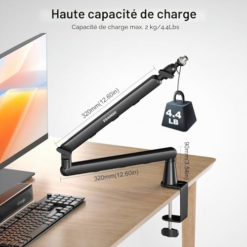 Aokeo AK-55 Bras de microphone réglable pour bureau - Convient pour Blue Yeti, Snowball iCE, HyperX QuadCast, SoloCast, Elgato Wave, etc – vue 5