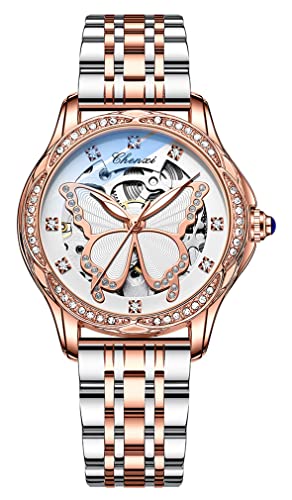 Reginald Watches For Women Fashion Casual Dress Watch Waterproof Butterfly Skeleton Dial Automatic Mechanical Watch (Silver) #TOP21