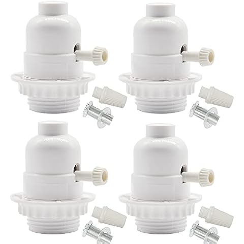3-Way Light Socket, Medium Screw E26 Lamp Threaded Shell with Ring,Turn for Low-Medium-High Light Settings,White Color Threaded Socket for DIY Project,UL Listed (4) Cover