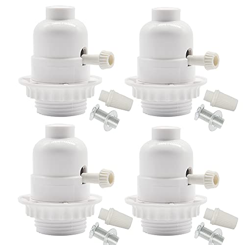 3-Way Light Socket, Medium Screw E26 Lamp Threaded Shell with Ring,Turn for Low-Medium-High Light Settings,White Color Threaded Socket for DIY Project,UL Listed (4)