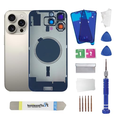 16 Pro max Back Glass Replacement with Metal Camera Frame &Magnet for iPhone 16 Pro max (6.9-inch) & Includes Replacement Tools