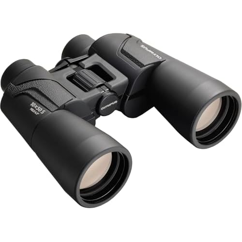 Prismáticos Olympus 10x50 S con correa, funda y 15 años de garantía. Imágenes claras, campo de visión gran angular, ligeros: ideales para la observación de conciertos, deporte y naturaleza.